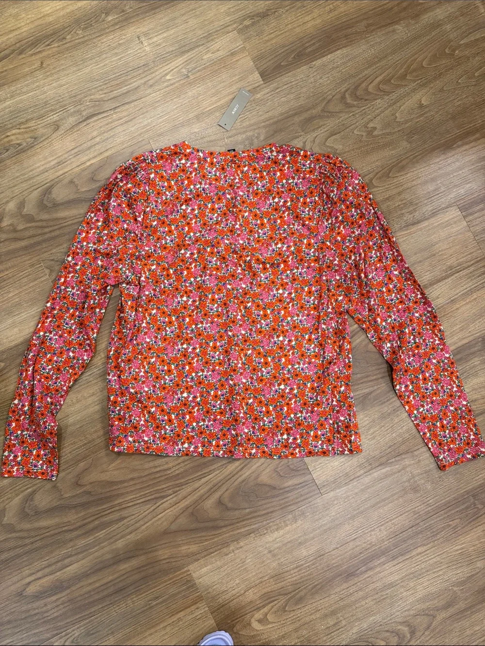 J. Crew Floral Long-Sleeve Tee in Orange and Pink